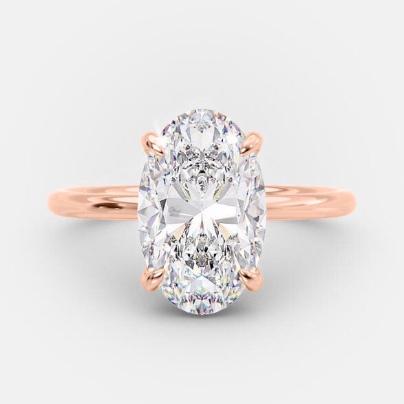 4 CT Oval Hidden Halo Moissanite Engagement Ring