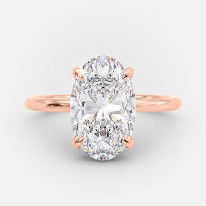 4 CT Oval Hidden Halo Moissanite Engagement Ring