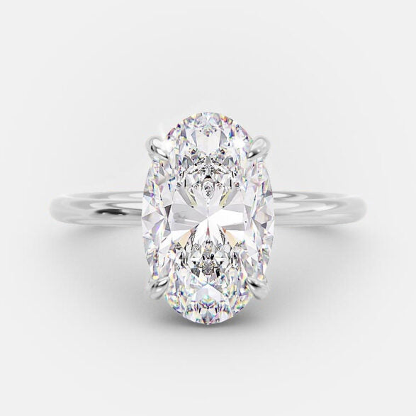 4 CT Oval Hidden Halo Moissanite Engagement Ring
