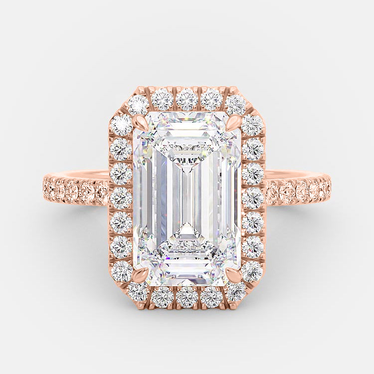 3.18 CT Emerald Halo & Pave Moissanite Engagement Ring