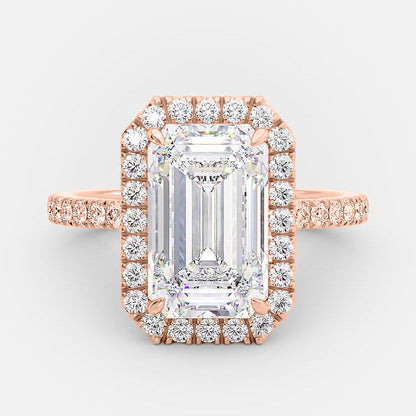 3.18 CT Emerald Halo & Pave Moissanite Engagement Ring
