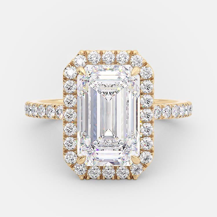 3.18 CT Emerald Halo & Pave Moissanite Engagement Ring