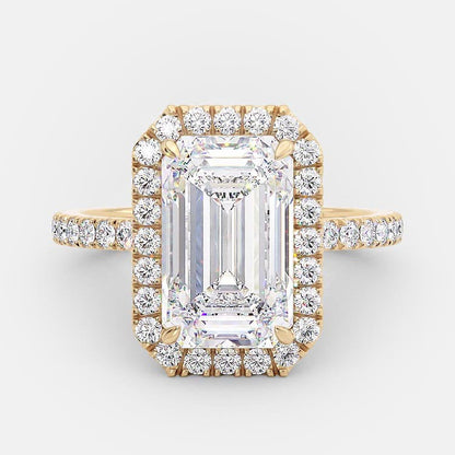 3.18 CT Emerald Halo & Pave Moissanite Engagement Ring