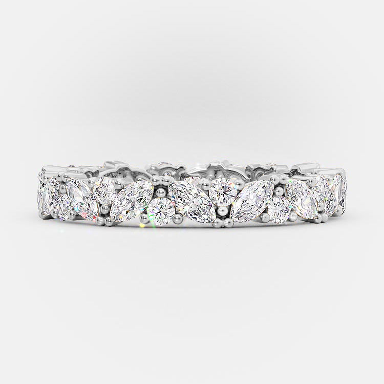 0.8 TCW Marquise & Round Full Eternity Moissanite Wedding Band