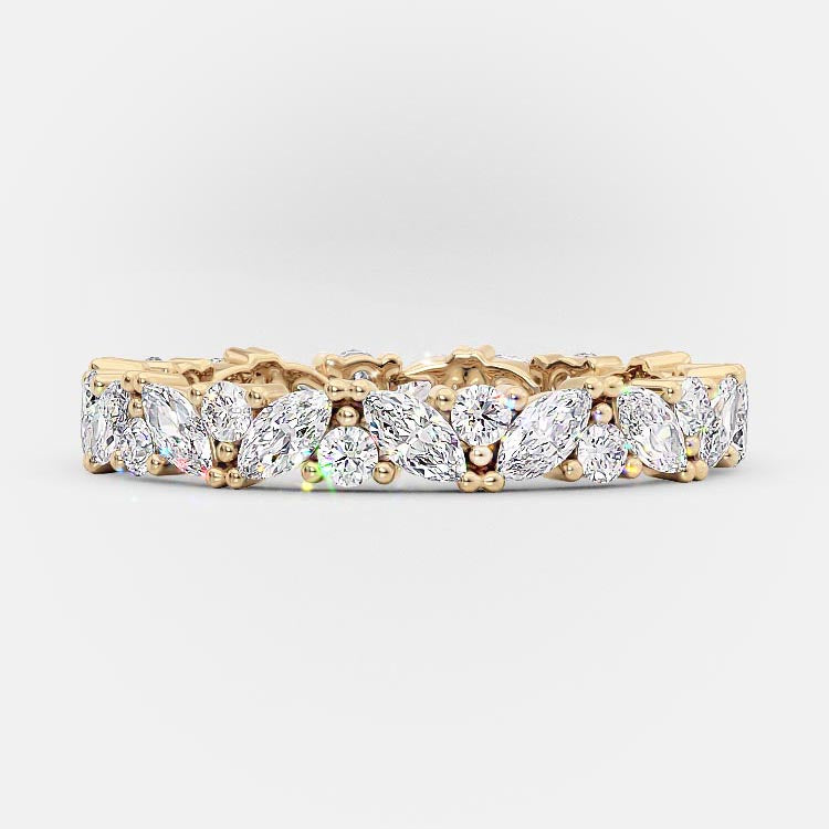 0.8 TCW Marquise & Round Full Eternity Moissanite Wedding Band