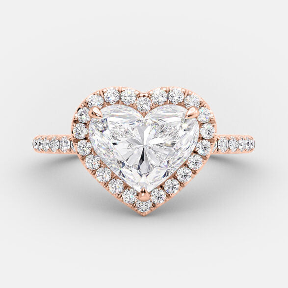 2 CT Heart Halo & Pave Moissanite Engagement Ring