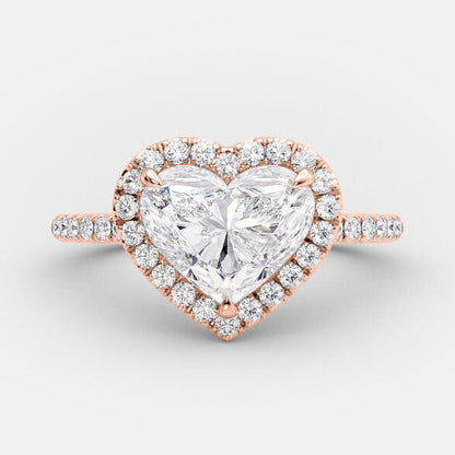 2 CT Heart Halo & Pave Moissanite Engagement Ring