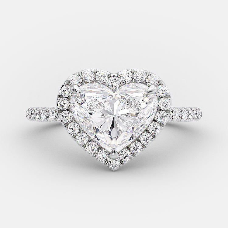 2 CT Heart Halo & Pave Moissanite Engagement Ring