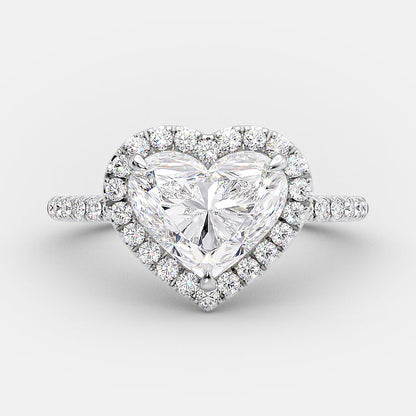 2 CT Heart Halo & Pave Moissanite Engagement Ring