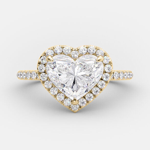 2 CT Heart Halo & Pave Moissanite Engagement Ring