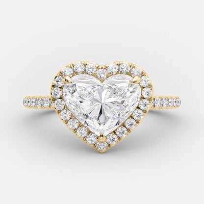 2 CT Heart Halo & Pave Moissanite Engagement Ring