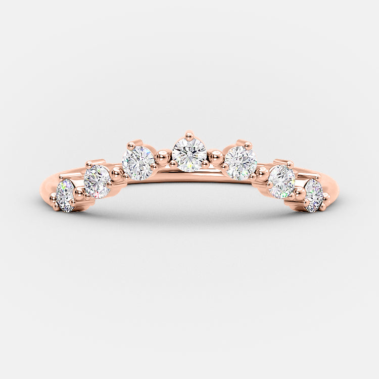 0.3 TCW Round Curved Moissanite Wedding Band