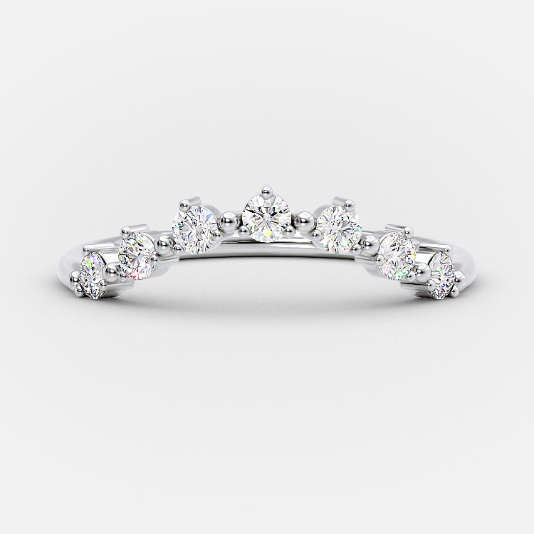 0.3 TCW Round Curved Moissanite Wedding Band