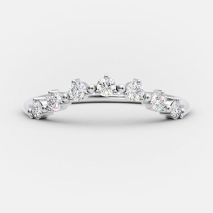 0.3 TCW Round Curved Moissanite Wedding Band