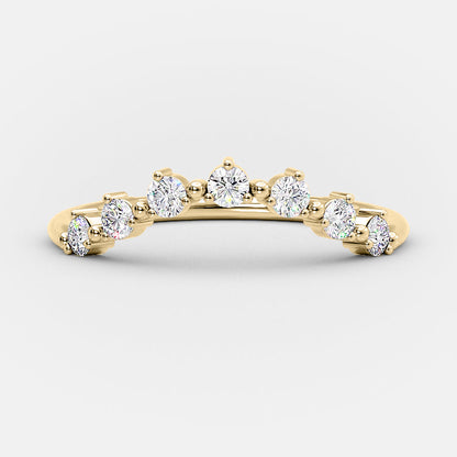0.3 TCW Round Curved Moissanite Wedding Band