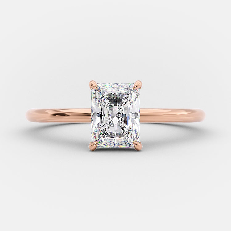1.04 CT Radiant Hidden Halo Moissanite Engagement Ring