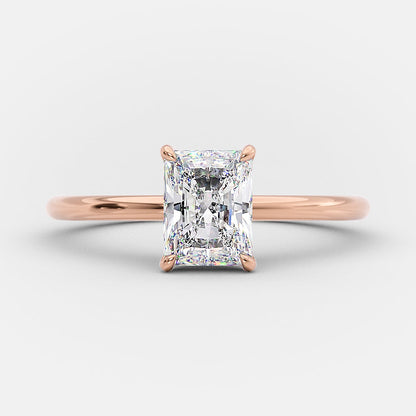 1.04 CT Radiant Hidden Halo Moissanite Engagement Ring