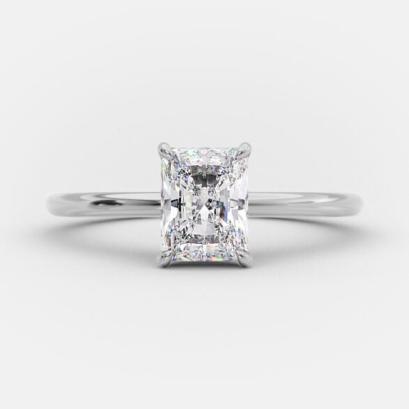1.04 CT Radiant Hidden Halo Moissanite Engagement Ring