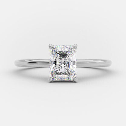 1.04 CT Radiant Hidden Halo Moissanite Engagement Ring