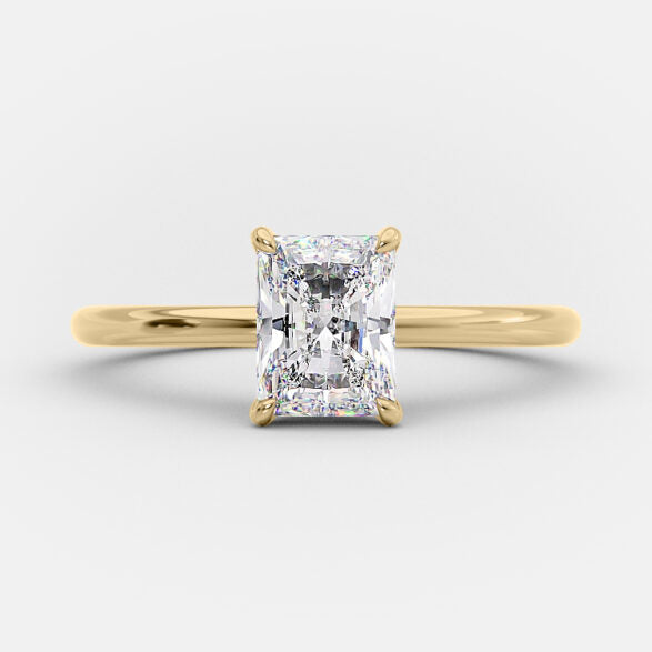 1.04 CT Radiant Hidden Halo Moissanite Engagement Ring
