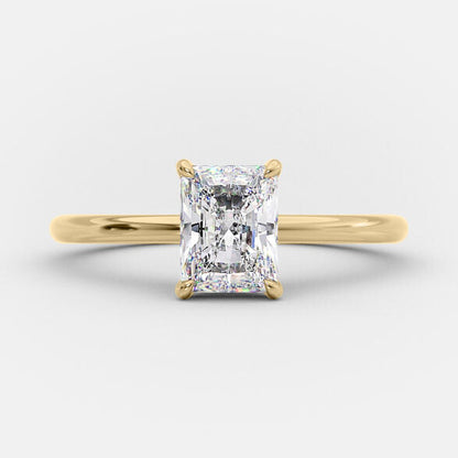 1.04 CT Radiant Hidden Halo Moissanite Engagement Ring