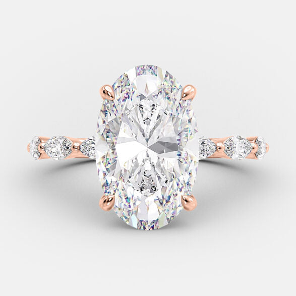 4 CT Oval Hidden Halo Moissanite Engagement Ring