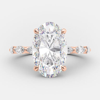 4 CT Oval Hidden Halo Moissanite Engagement Ring