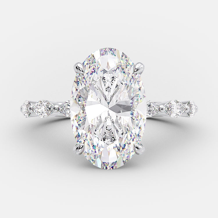4 CT Oval Hidden Halo Moissanite Engagement Ring