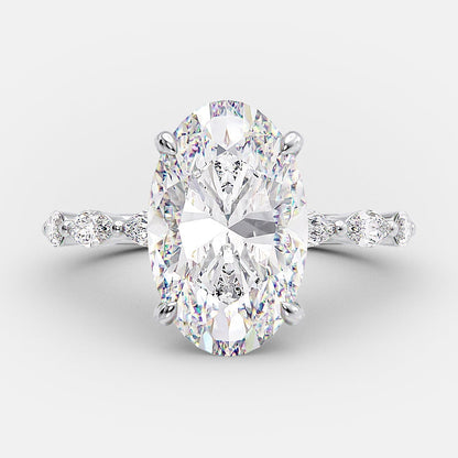 4 CT Oval Hidden Halo Moissanite Engagement Ring