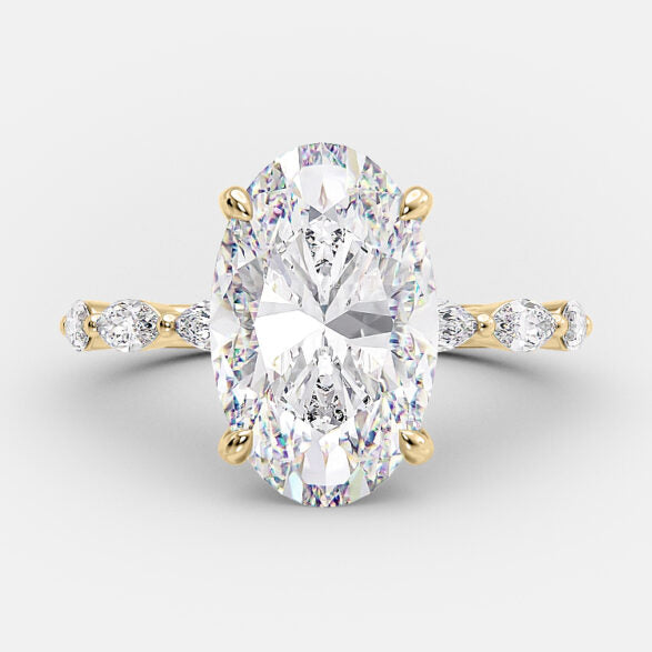 4 CT Oval Hidden Halo Moissanite Engagement Ring