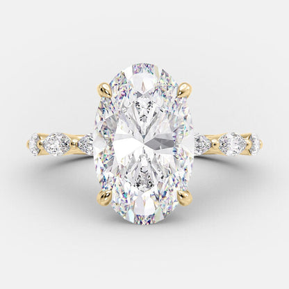 4 CT Oval Hidden Halo Moissanite Engagement Ring