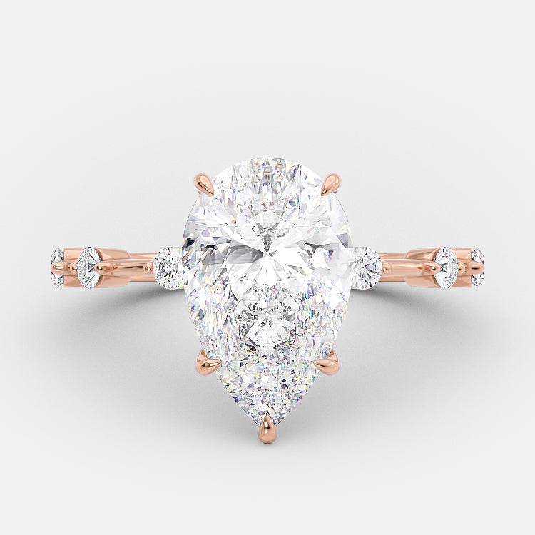 2.5 CT Pear Dainty Pave Moissanite Engagement Ring