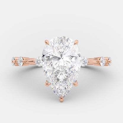 2.5 CT Pear Dainty Pave Moissanite Engagement Ring