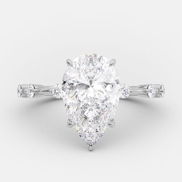 2.5 CT Pear Dainty Pave Moissanite Engagement Ring