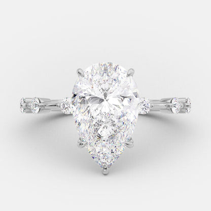 2.5 CT Pear Dainty Pave Moissanite Engagement Ring