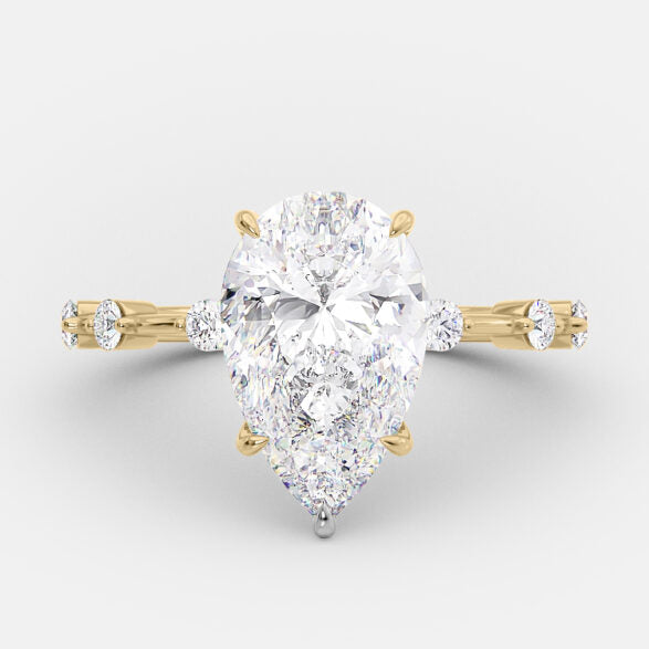 2.5 CT Pear Dainty Pave Moissanite Engagement Ring