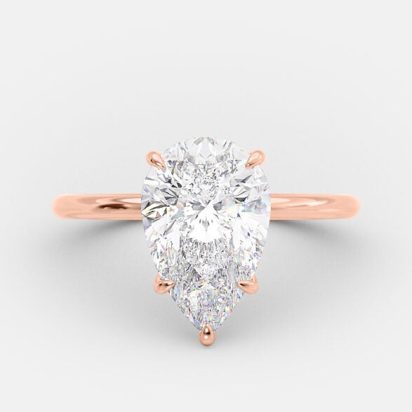 3.1 CT Pear Hidden Halo Moissanite Engagement Ring