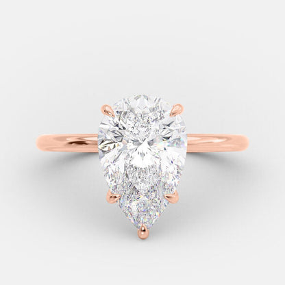 3.1 CT Pear Hidden Halo Moissanite Engagement Ring