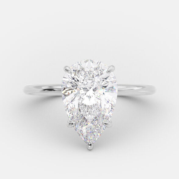 3.1 CT Pear Hidden Halo Moissanite Engagement Ring