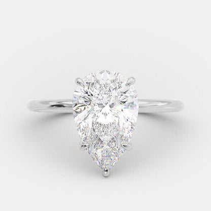 3.1 CT Pear Hidden Halo Moissanite Engagement Ring