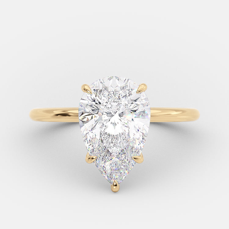 3.1 CT Pear Hidden Halo Moissanite Engagement Ring