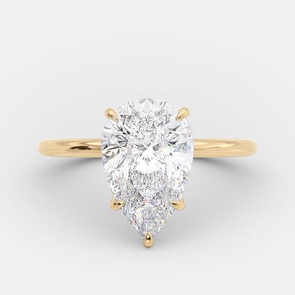3.1 CT Pear Hidden Halo Moissanite Engagement Ring