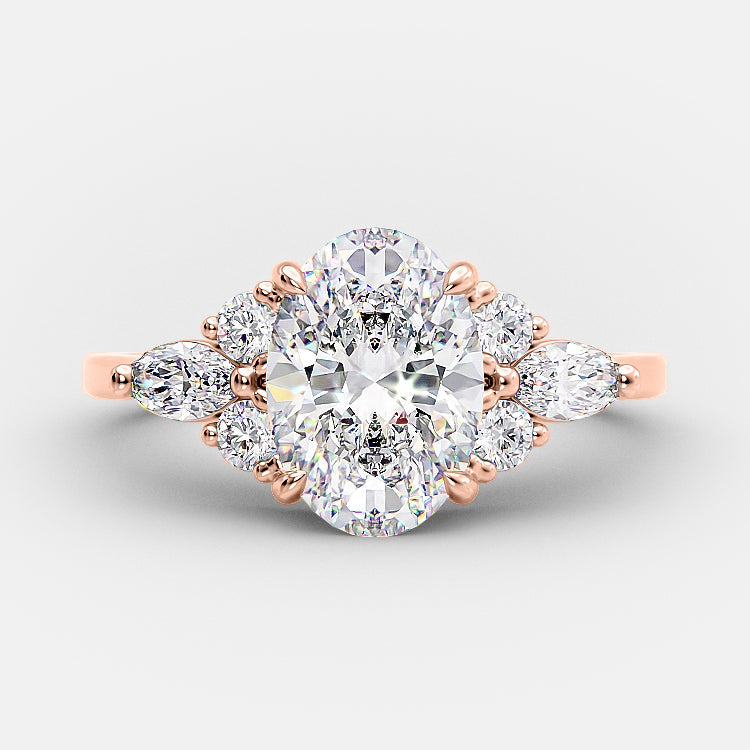 2.1 CT Oval Cluster Moissanite Engagement Ring