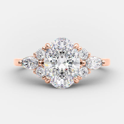 2.1 CT Oval Cluster Moissanite Engagement Ring