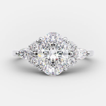 2.1 CT Oval Cluster Moissanite Engagement Ring