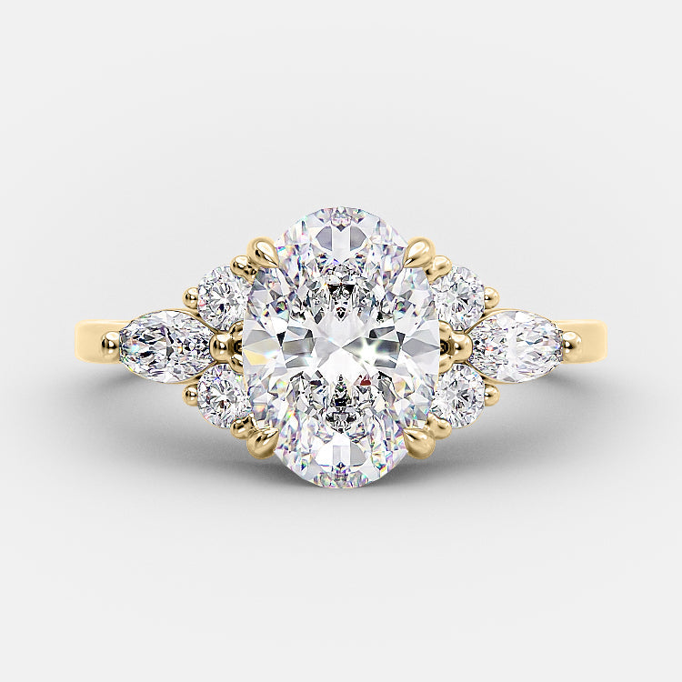 2.1 CT Oval Cluster Moissanite Engagement Ring