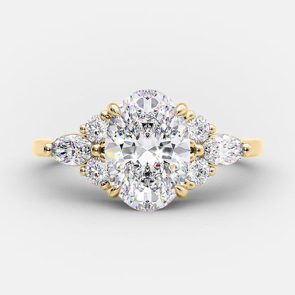 2.1 CT Oval Cluster Moissanite Engagement Ring