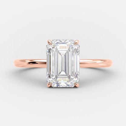 3.17 CT Emerald Hidden Halo Moissanite Engagement Ring