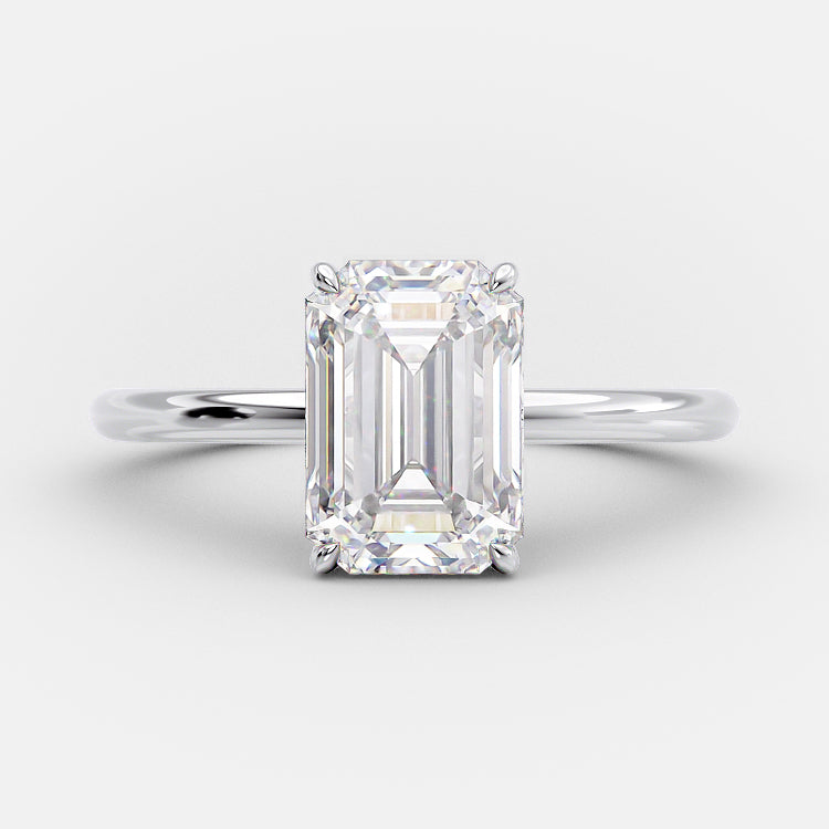 3.17 CT Emerald Hidden Halo Moissanite Engagement Ring