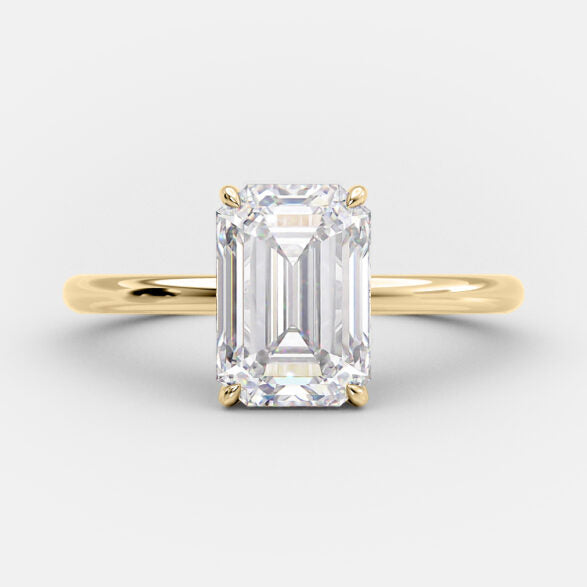 3.17 CT Emerald Hidden Halo Moissanite Engagement Ring